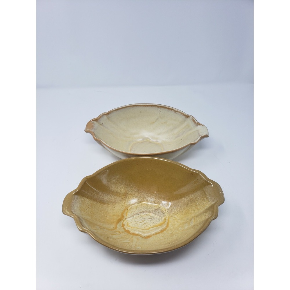 Lot of 2 Frankoma #201 Desert Sand  Flared Fluted Ribbed flower pot planter  VTG